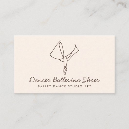 アイボリーベージュ赤面ダンススクールバレー 名刺 (正面)