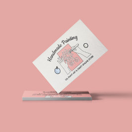 アイボリーベージュ赤面手作りホビーアートオイルペインティング 名刺