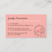 アイボリーベージュ赤面手作りホビークラフト刺繍 名刺 (裏面)