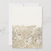 アイボリーベージュ金ゴールドフローラタイポグラフィシ結婚ック 招待状 (裏面)