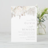 アイボリーホワイトとボヘミアンモダンの花結婚の 招待状 (スタンド正面)