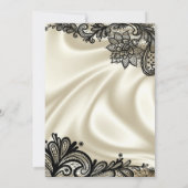 アイボリーホワイトアンドブラックレースのベビーガールシャワー 招待状 (裏面)