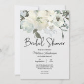 アイボリーホワイトウォーター色フローラブライダルシャワー 招待状 (正面)
