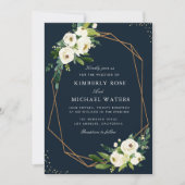 アイボリーホワイトウォーター色フローラ幾何結婚型 招待状 (正面)