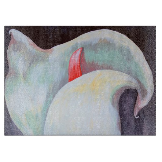 アイボリーホワイトオーキッドと薄紫レモンハウス カッティングボード (正面)