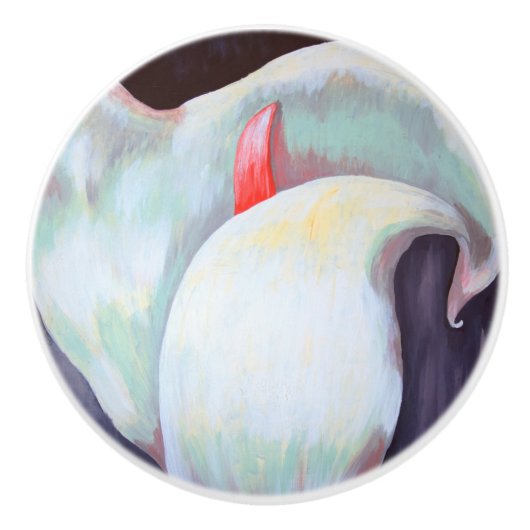 アイボリーホワイトオーキッドと薄紫レモンハウス セラミックノブ (正面)