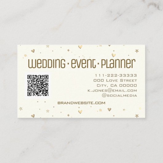 アイボリーホワイトクリームグリッターラブハートシェイプシック 名刺 (裏面)