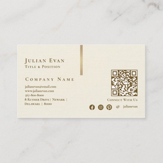 アイボリーホワイトクリーム状グリッター金ゴールド芸術的形状 名刺 (裏面)