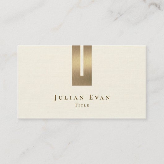 アイボリーホワイトクリーム状グリッター金ゴールド芸術的形状 名刺 (正面)