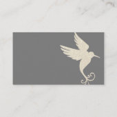 アイボリーホワイトグリッターハミングバードオンチャコールグレー 名刺 (裏面)