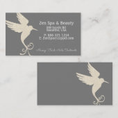 アイボリーホワイトグリッターハミングバードオンチャコールグレー 名刺 (正面/裏面)