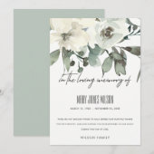 アイボリーホワイトグリーングレーフローラ悔やみや弔慰記念物 サンキューカード (正面/裏面)