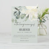 アイボリーホワイトグリーングレーフローラ悔やみや弔慰記念物 サンキューカード (スタンド正面)