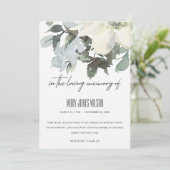 アイボリーホワイトグリーングレーフローラ悔やみや弔慰記念物 サンキューカード (スタンド正面)