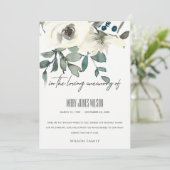 アイボリーホワイトグリーンバラフローラ悔やみや弔慰メモリアル サンキューカード (スタンド正面)