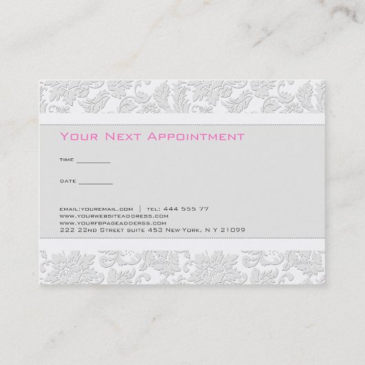 アイボリーホワイトダマスクエンボス効果 名刺 (裏面)