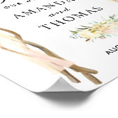 アイボリーホワイトフローラアーバーアー結婚チのウェルカムサイン ポスター (角)