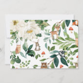 アイボリーホワイトフローラウッドランド動物誕生日写真 招待状 (裏面)