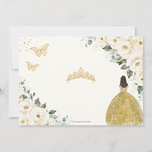 アイボリーホワイトフローラキンセアニェラスウィート16プリンセス セーブザデート (裏面)