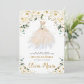 アイボリーホワイトフローラシャンパンドレスキンセアニラ 招待状 (スタンド正面)