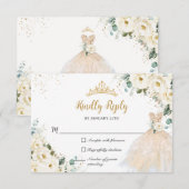 アイボリーホワイトフローラシャンパンドレスキンセアニラXV 出欠カード (正面/裏面)