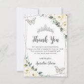 アイボリーホワイトフローラシルバー蝶キンチェニェラ サンキューカード (正面)