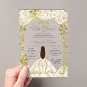 アイボリーホワイトフローラプリンセス金ゴールドアーチキンセアニェラ アクリル招待状 (インサイチュ (ポータブル))