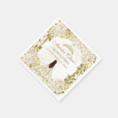アイボリーホワイトフローラプリンセス金ゴールドアーチキンセアニェラ スタンダードカクテルナプキン (角)