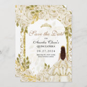 アイボリーホワイトフローラプリンセス金ゴールドアーチキンセアニェラ 案内状 (正面/裏面)