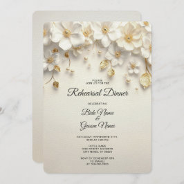 アイボリーホワイトフローラリハーサルディナー招待状 招待状