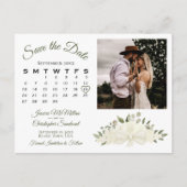 アイボリーホワイトフローラ写真&カレンダー日付の保存 案内ポストカード (正面)