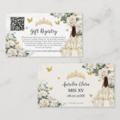 アイボリーホワイトフローラ金ゴールドキンセアニラギフトレジストリ エンクロージャーカード (正面/裏面)
