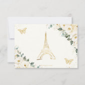 アイボリーホワイトフローラ金ゴールドパリプリンセスキンセアニラ 出欠カード (裏面)