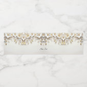 アイボリーホワイトフローラ離れ金ゴールドウォーターボトルラベル ペットボトルラベル (シングルラベル)