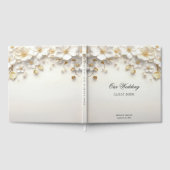 アイボリーホワイトフローラ離れ金ゴールドゲストブック ゲストブック (全面)
