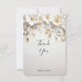 アイボリーホワイトフローラ離れ金ゴールドサンキューカード サンキューカード (正面)