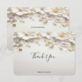 アイボリーホワイトフローラ離れ金ゴールドサンキューカード サンキューカード (正面/裏面)