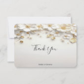 アイボリーホワイトフローラ離れ金ゴールドサンキューカード サンキューカード (正面)