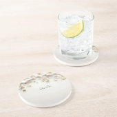 アイボリーホワイトフローラ離れ金ゴールドサンドストーンコースター コースター (側面)