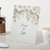 アイボリーホワイトフローラ離れ金ゴールドテーブルトップシンボルや象徴 台座サイン (インサイチュ)