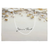 アイボリーホワイトフローラ離れ金ゴールド抱き枕 ラージペーパーバッグ (裏面)