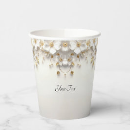アイボリーホワイトフローラ離れ金ゴールド紙カップ 紙コップ