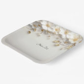 アイボリーホワイトフローラ離れ金ゴールド紙プレート ペーパープレート (傾斜あり)