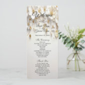 アイボリーホワイトフローラ離れ金ゴールド結婚式 プログラム (スタンド正面)