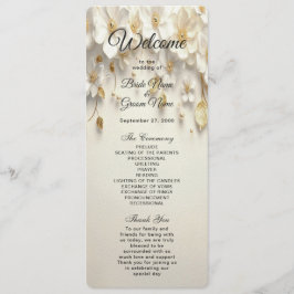 アイボリーホワイトフローラ離れ金ゴールド結婚式 プログラム