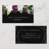 アイボリーホワイトプラムパープルフローラブラック 名刺 (正面/裏面)