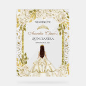 アイボリーホワイトプリンセスフローラキンセアニェラ誕生日 アクリルサイン (正面)