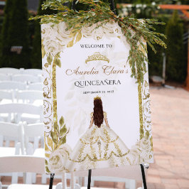 アイボリーホワイトプリンセスフローラキンセアニェラ誕生日 ポスター