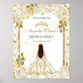 アイボリーホワイトプリンセスフローラキンセアニェラ誕生日 ポスター (正面)