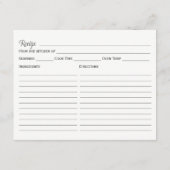 アイボリーホワイトボウブライダルシャワーレシピカード (裏面)